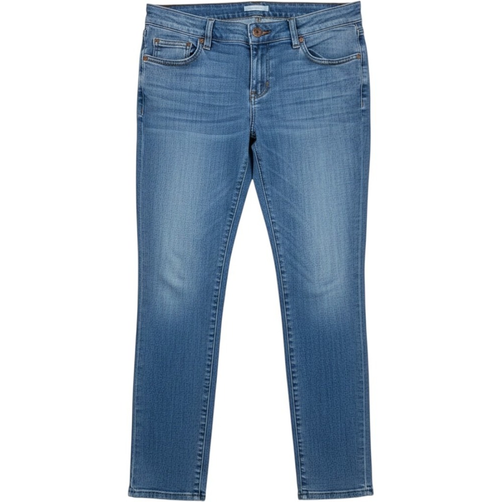Eileen Fisher Slim Jeans Women 8P Blue Minimalist Organic Cotton Stretch Denim